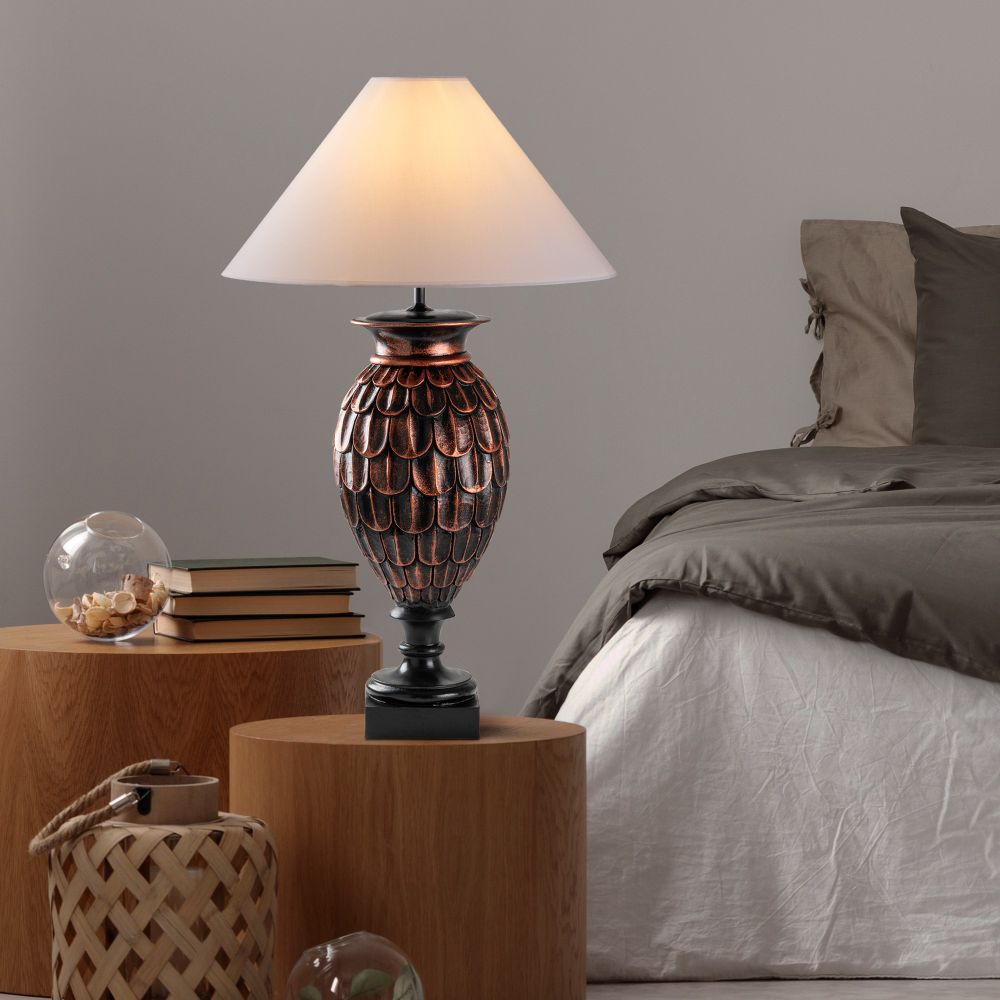 ELEGANZE-5305 Smeđa i Bijela Stolna Lampa slika 3