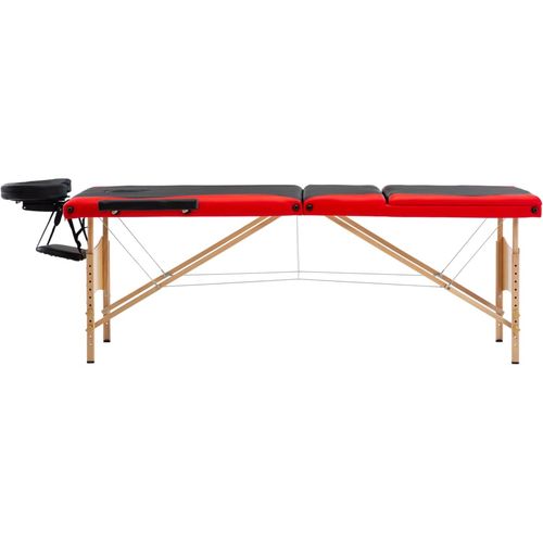 Sklopivi masažni stol s 3 zone drveni crno-crveni slika 33