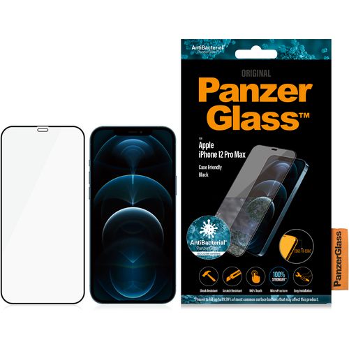 Panzerglass zaštitno staklo za iPhone 12 Pro Max case friendly antibacterial black slika 1