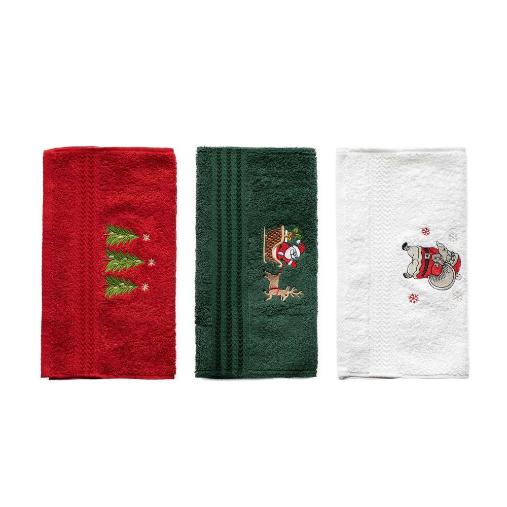 Wash towel set (3 pieces) Santa C, colours: green, red, white slika 3
