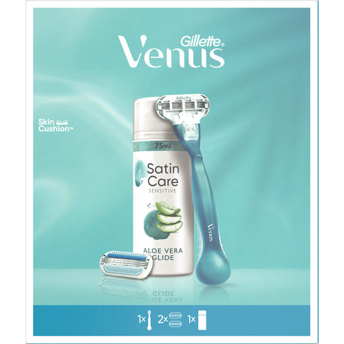 Venus Smooth sistemski brijač + 2 dopune + Satin Care pena za brijanje 75ml gifting paket slika 2