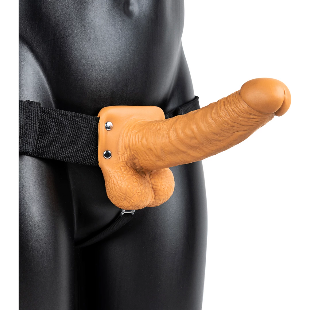 RealRock - Vibrator - dildo s testisima na strap-onu 18 cm slika 3