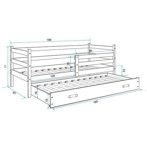 Drveni dječji krevet Erik s dodatnim krevetom - bijeli - 190x80 cm slika 3