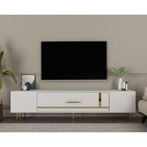 TV stalak Dekop1, bijela i zlatna boja