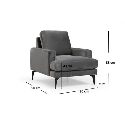 Atelier Del Sofa Fotelja wing PAPIRA antracit, Papira Armchair - Anthracite slika 3