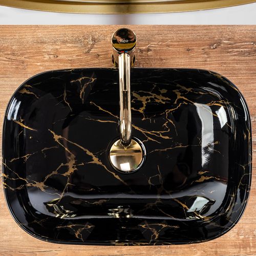 REA Nadgradni umivaonik Belinda Black Marble shiny slika 7