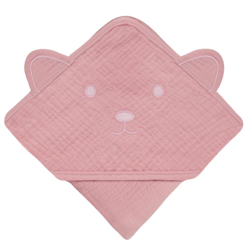 Lionelo Peškir za bebe sa kapuljačom Muslin 80x80cm, Pink Baby slika 2