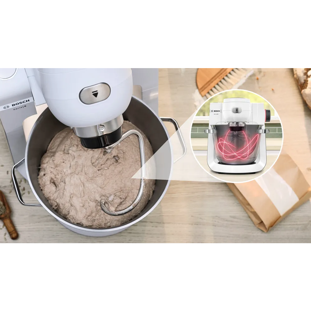 BOSCH kuhinjski aparat MUM 6BIJELA-SREBRNA 1600W,5,5L, 7 Brzina, NOVI DIZAJN slika 2