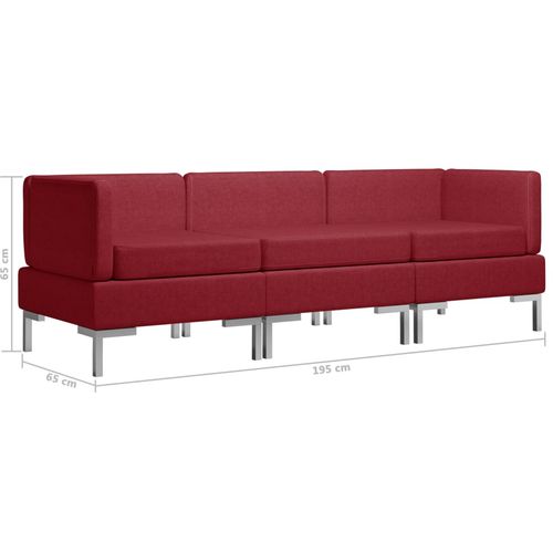 3-dijelni set sofa od tkanine crvena boja vina slika 8