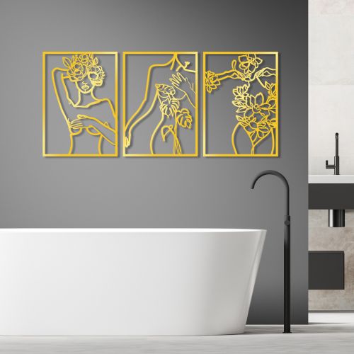 Wallity Metalna zidna dekoracija Golden Triple Silhouette 1 slika 2