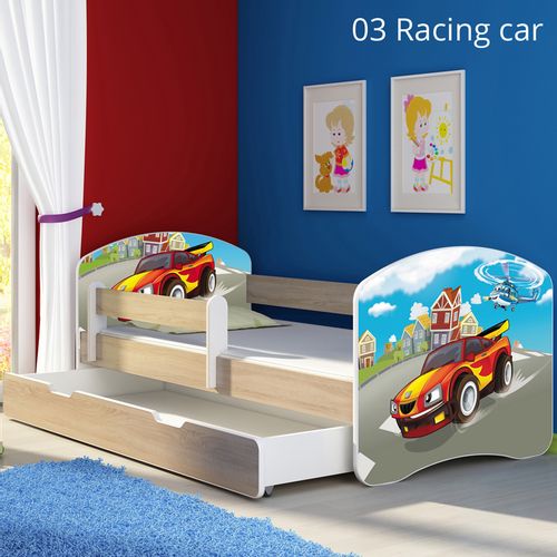 Dječji krevet ACMA s motivom, bočna sonoma + ladica 140x70 cm 03-racing-car slika 1
