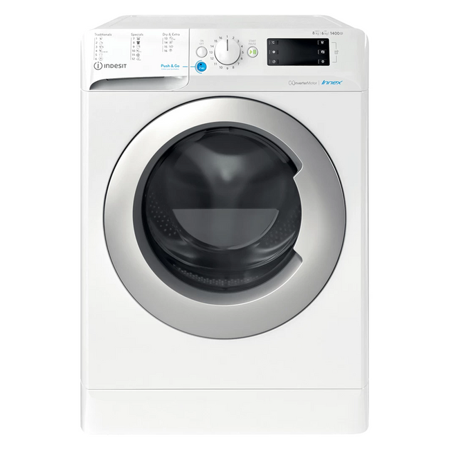 Indesit BDE 86435 9EWS EU Mašina za pranje i sušenje veša, 8/6 kg, 1400 rpm, Inverter motor, Dubina 54 cm