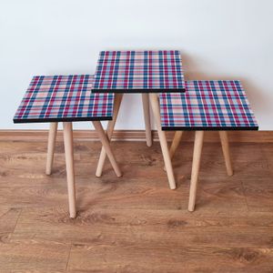 Set Nesting Stolova (3 Komada) - Fuksija, Plava, Roza