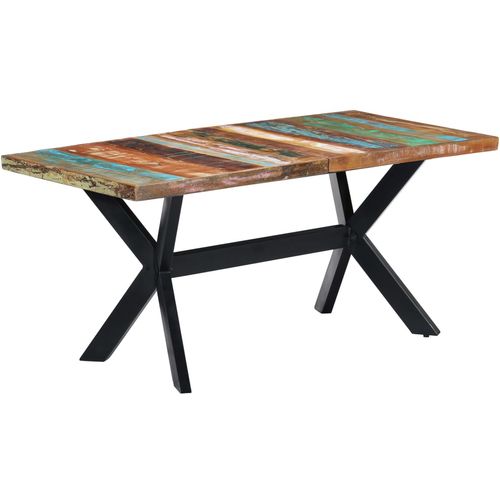 Blagovaonski stol od masivnog obnovljenog drva 160 x 80 x 75 cm slika 9