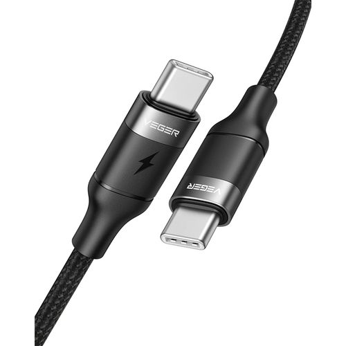 VEGER CC02 pleteni USB-C na USB-C kabel, 100W, 1.5m, crni slika 1