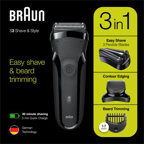 Braun brijaći aparat 300BT crni (3U1) slika 4