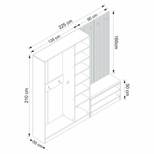 Noah - 8308 Beli Predsoblje Ormar slika 8