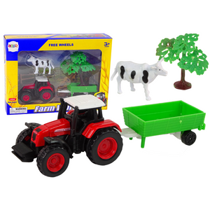 Set farma crveni traktor i krava 1:64