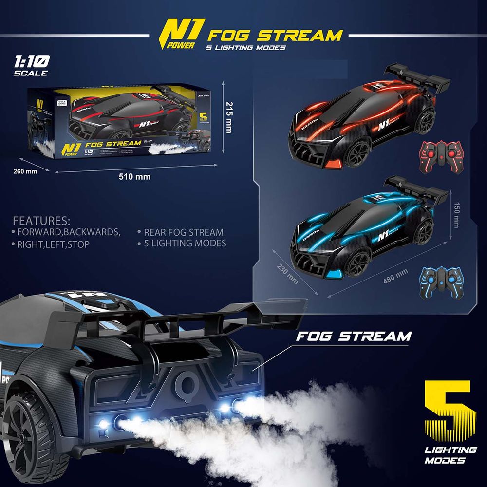 R/C Sportsko auto na daljinsko upravljanje sa vodenom maglom i LED svjetlima 48cm, Sorto slika 1