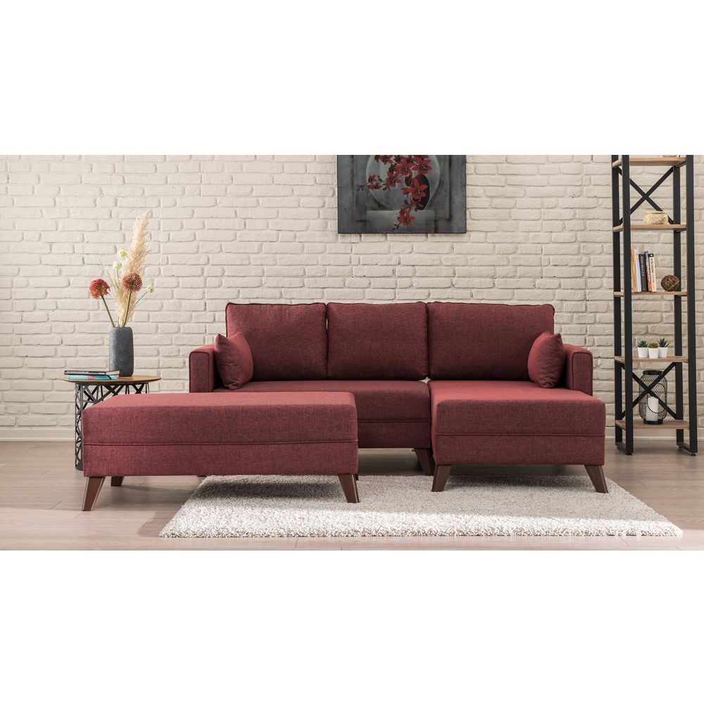 Bella Ugao Sofa Desno 2 - Burgundac Crvena Ugao Sofa na Razvlačenje slika 1