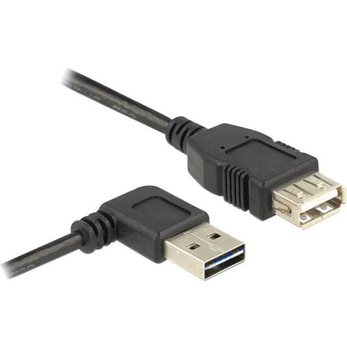 USB 2.0 priključni kabel plosnati pod kutom [1x USB 2.0 utikač A - 1x USB 2.0 ženski utikač A] 2 m crna dvostrani utikač, pozlaćeni utični kontakti, slika 3