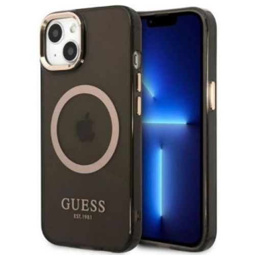 GUESS Futrola za iPhone 13 Pro Black Gold Outline Translucent MagSafe slika 4