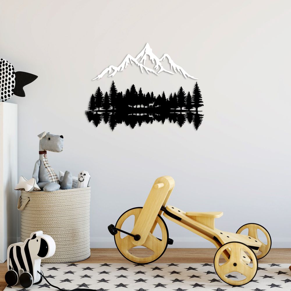 Nature And Mountain - Dekorativni zidni ukras u crno-bijeloj tehnici slika 2