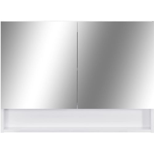 LED kupaonski ormarić s ogledalom bijeli 80 x 15 x 60 cm MDF slika 30