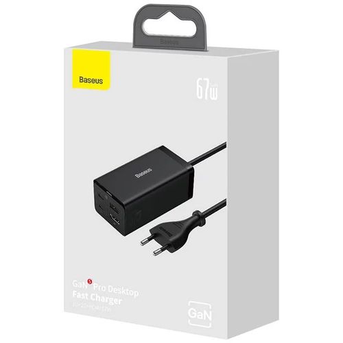 Baseus produžna utičnica/kp gan5 pro desk 2x usb-c/usb-a/hdmi + kabel c-c 67w black slika 4