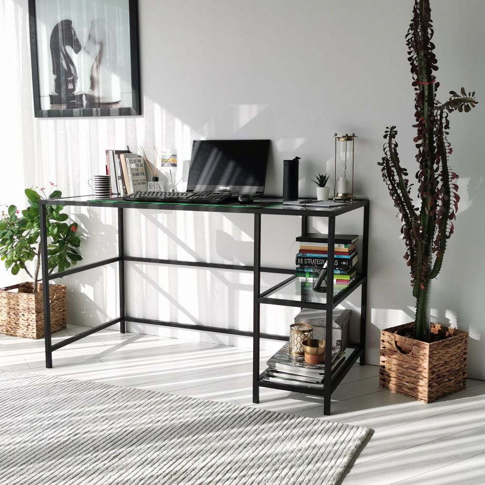 Master M101 Crni Radni Stol / 130x60cm sa Staklenom Pločom slika 4