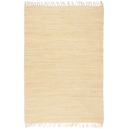 Ručno tkani tepih Chindi od pamuka 80 x 160 cm krem boje slika 1
