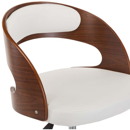 Okretna uredska stolica od savijenog drva i umjetne kože bijela slika 7