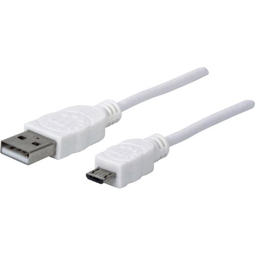 Manhattan USB kabel USB 2.0 USB-A utikač, USB-Micro-B utikač 1.00 m bijela UL certificiran 323987 slika 1