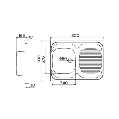 Metalac inox nasadni sudoper Standard L Ø60 slika 3