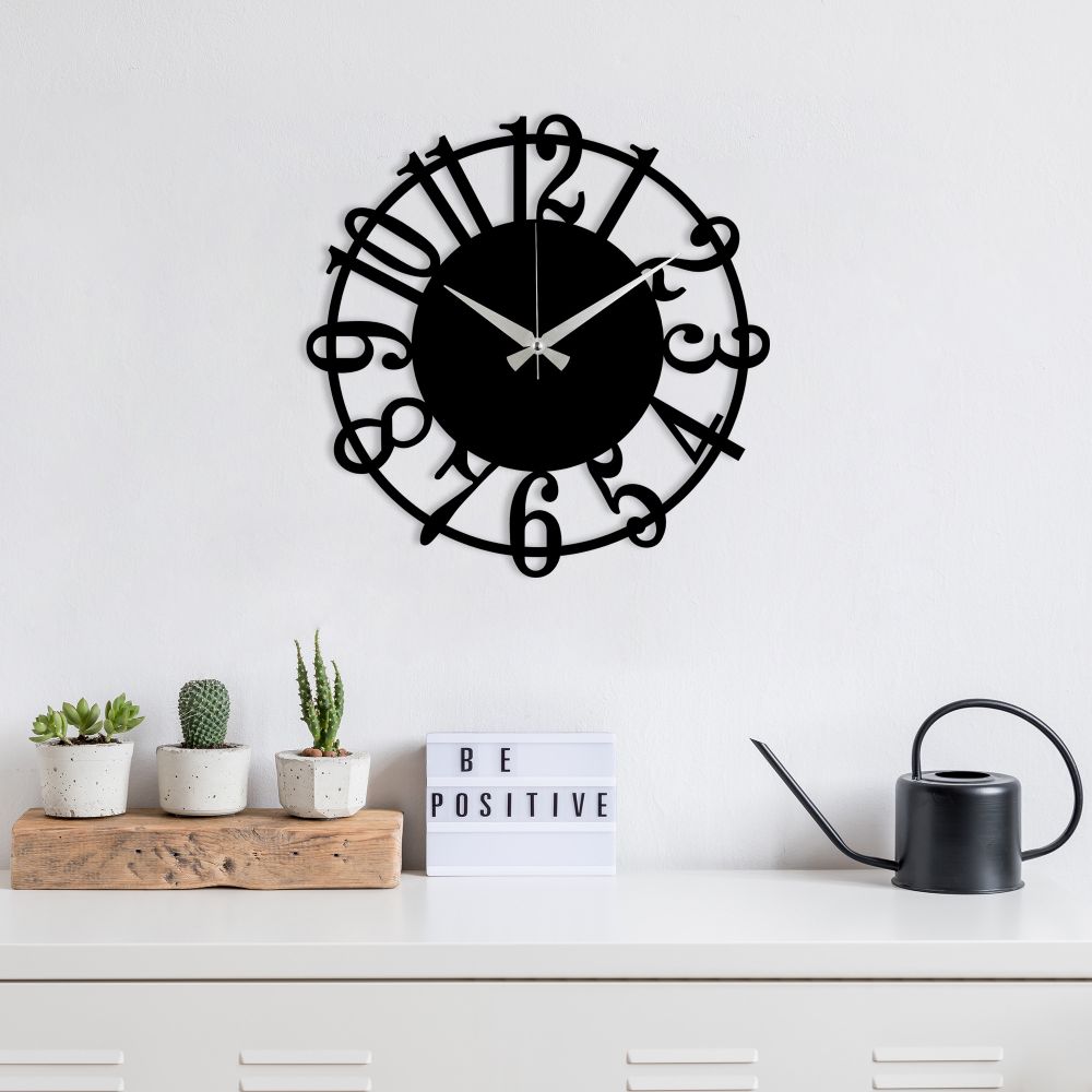 Dekorativni metalni zidni sat - Enzoclock - S006 - crni slika 1