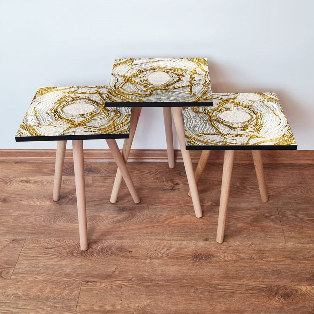 Set Nesting Stolova 3Shp101 - Zlatni (3 Komada) slika 1