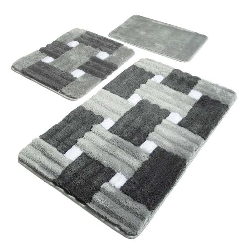 Piazza - Grey Multicolor Acrylic Bathmat Set (3 Pieces) slika 2