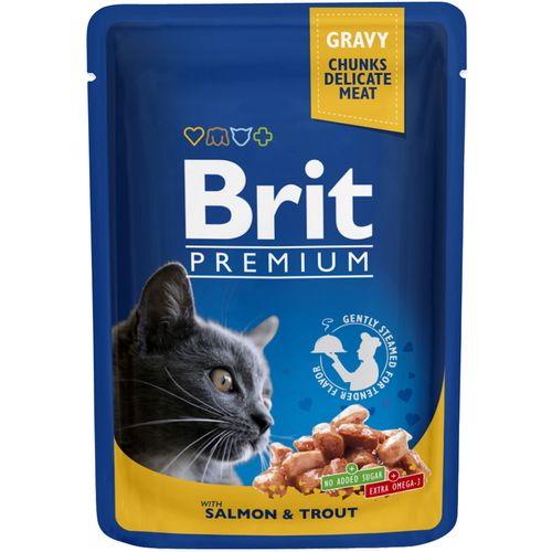 Brit Premium Cat Adult s lososom i pastrvom u umaku, 100 g slika 1