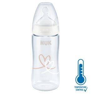 NUK Flašica First Choice+ sa indikatorom temperature 300ml 6-18mj, Srca - Bijela