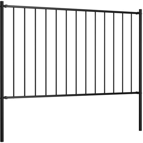 Panel za ogradu sa stupovima čelični 1,7 x 0,75 m crni slika 2