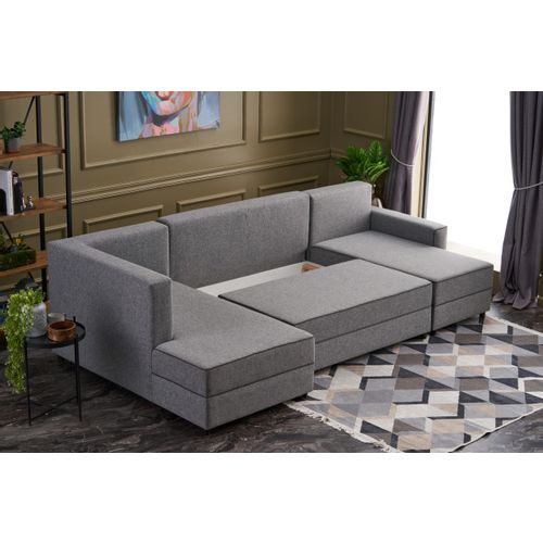 Atelier Del Sofa Kutna garnitura na razvlačenje, Sivo, Ece Panoramik - Grey slika 4