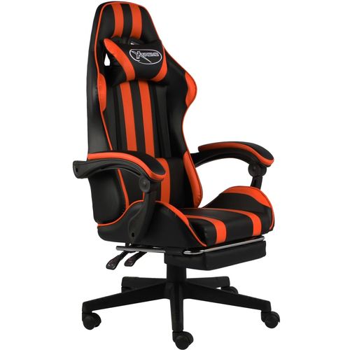 Igraća stolica s osloncem za noge crno-narančasta umjetna koža slika 1
