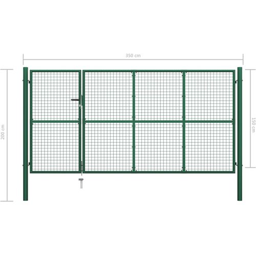 Vrtna vrata čelična 350 x 150 cm zelena slika 6