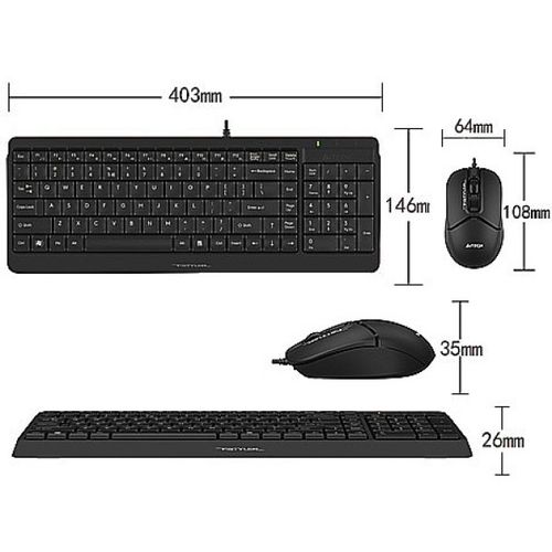 A4-F1512 A4Tech tastatura YU-LAYOUT + mis USB, Black slika 4