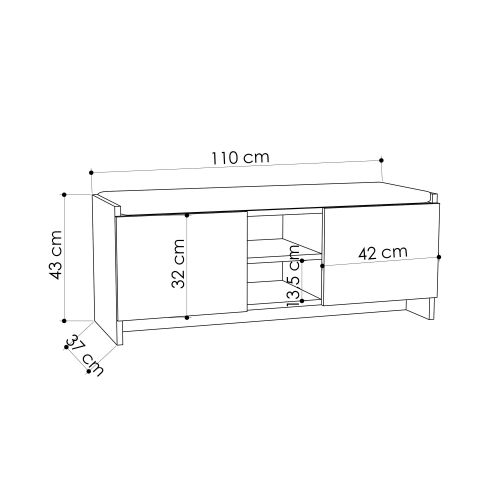 Hanah Home Zulla - Antracit, Sonomo Antracitni Hrast Ormar za Cipele slika 4