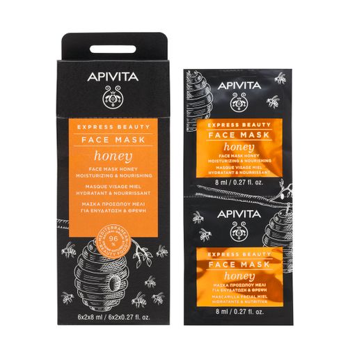 Apivita Express beauty maska za lice s medom za hidrataciju i hranjenje, 2x8 ml slika 1