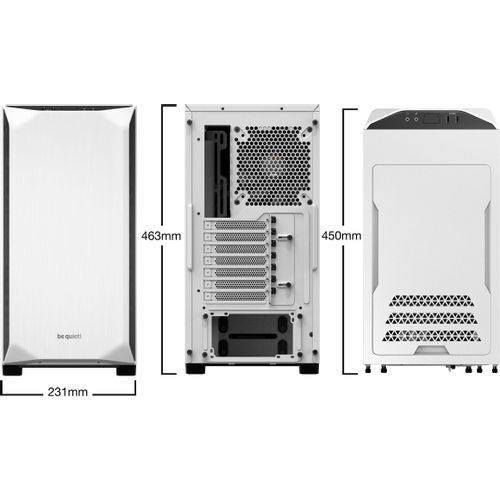 be quiet! BGW35 PURE BASE 500 Window White, MB compatibility: ATX / M-ATX / Mini-ITX, Two pre-installed be quiet! Pure Wings 2 140mm fans, including space for water cooling radiators up to 360mm slika 2