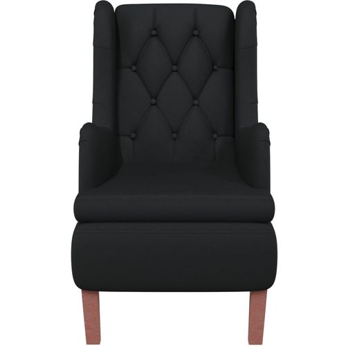 Fotelja s nogama od masivnog drva kaučukovca baršunasta crna slika 4