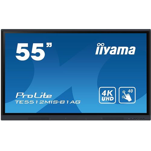 Iiyama 55" iiWare10 , Android 11, 40-Points PureTouch IR with zero bonding, 3840x2160, UHD IPS panel, Metal Housing, Fan-less, Speakers 2x 16W front, VGA, HDMI 3x HDMI-out, USB-C with 65W PD (front), Audio mini-jack and Optical Out (S/PDIF), USB Touch Inter slika 1