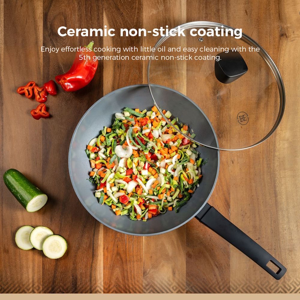 BE Living Set 3 tave 20-24-28 cm + wok s poklopcem 28 cm Delight Black slika 6